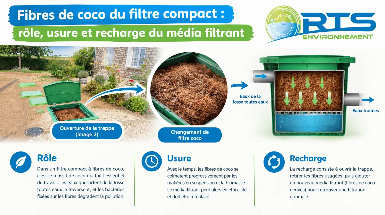 changement filtre media filtrant Fibres-de-coco-du-filtre-compact